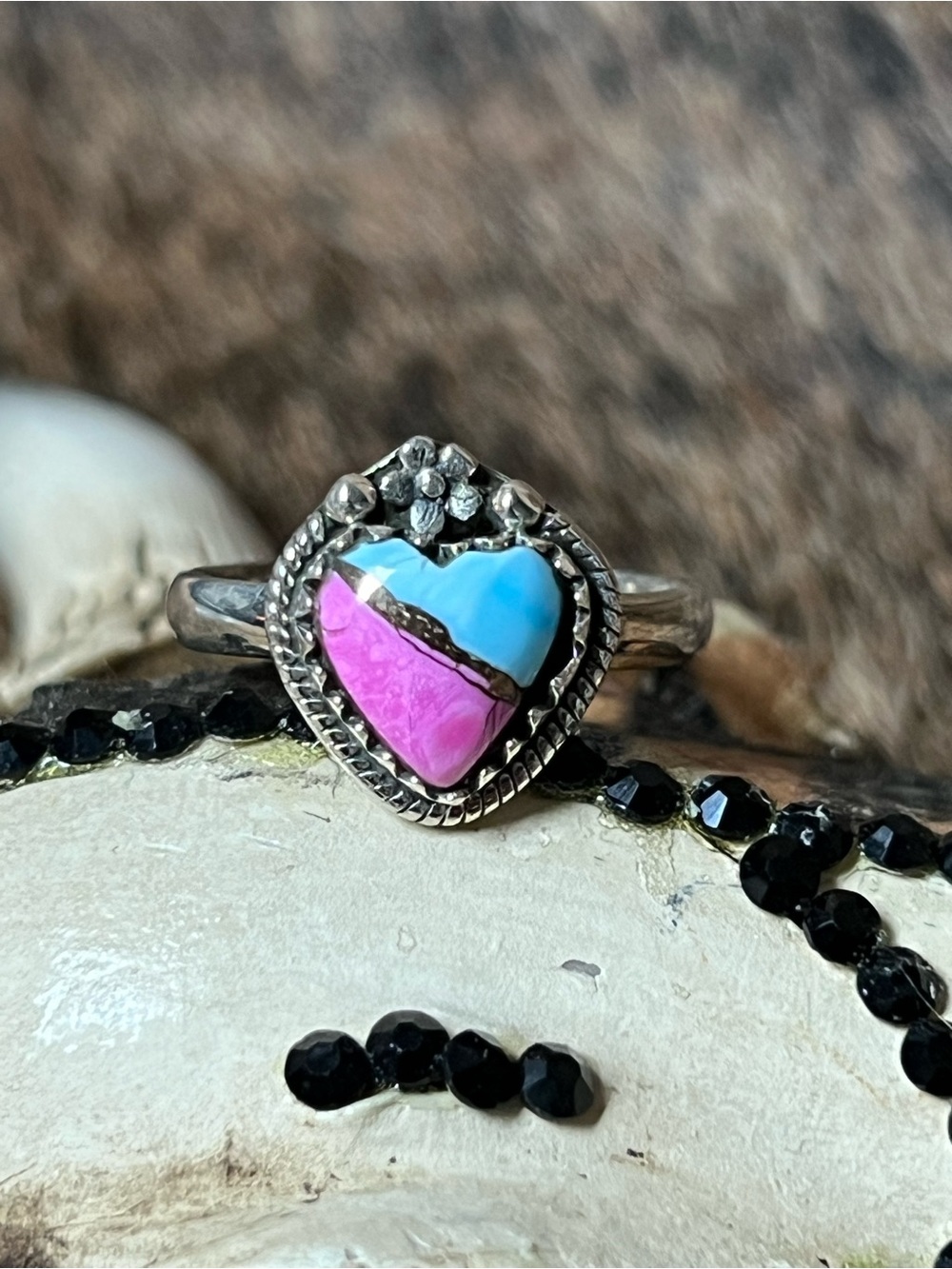 Sterling Silver Cotton Candy Heart Ring